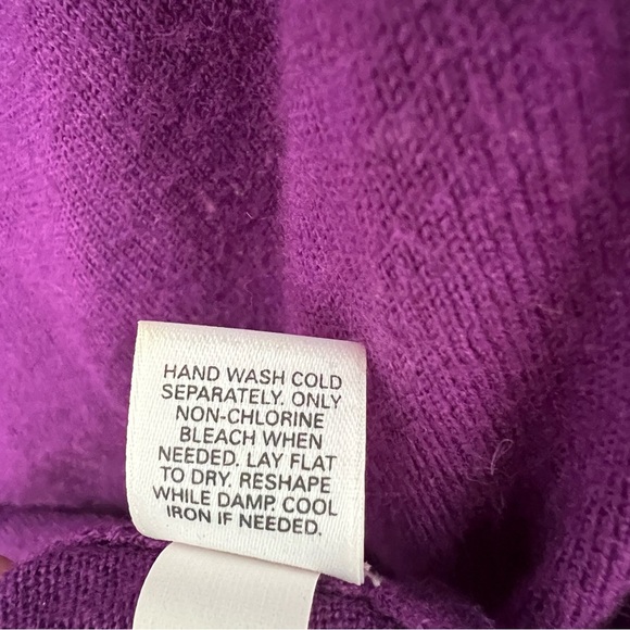 Express Design Studio Cashmere Knit Top‎ Draped Neck Medium Short Sleeve Purple - Picture 6 of 6